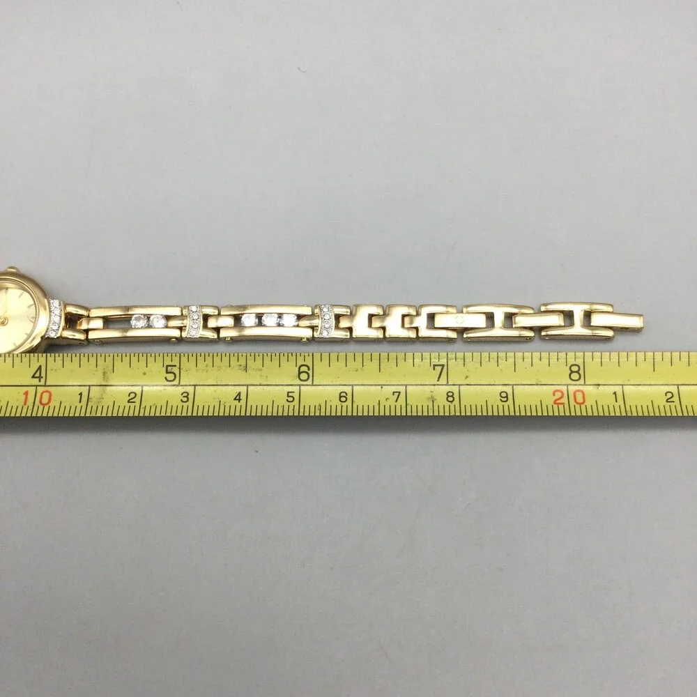 Elgin Womens Watch 20mm Gold Silver Tone Diamond Bracelet New Battery 8.25